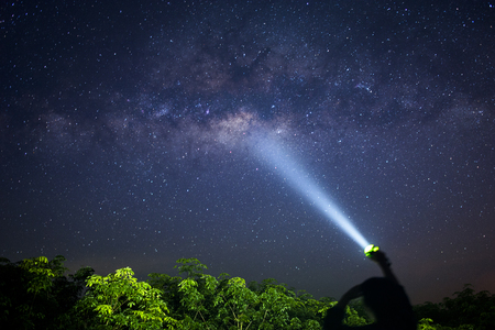 milky way on night sky. Light up milky wayの写真素材