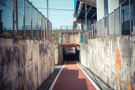 small tunnel on a road in japanの写真素材