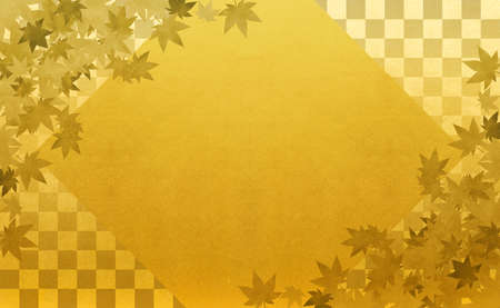 Background material to feel the sum Gold Ichimatsu pattern autumn leavesの写真素材