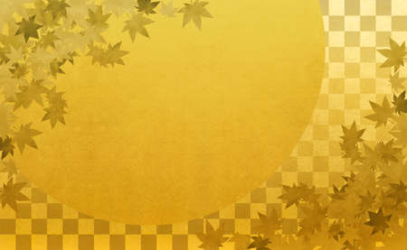 Background material to feel the sum Gold Ichimatsu pattern autumn leavesの写真素材