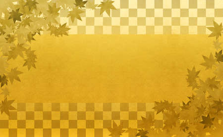 Background material to feel the sum Gold Ichimatsu pattern autumn leavesの写真素材