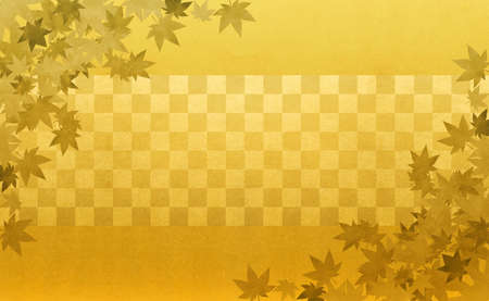 Background material to feel the sum Gold Ichimatsu pattern autumn leavesの写真素材