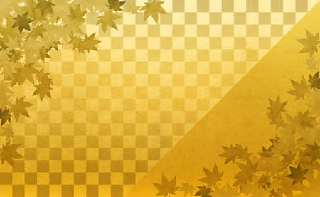Background material to feel the sum Gold Ichimatsu pattern autumn leavesの写真素材