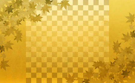 Background material to feel the sum Gold Ichimatsu pattern autumn leavesの写真素材