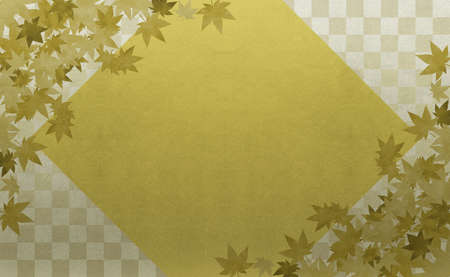 Background material to feel the sum Gold Ichimatsu pattern autumn leavesの写真素材