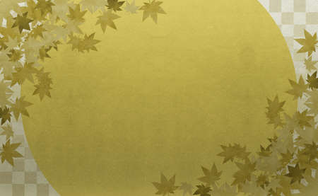 Background material to feel the sum Gold Ichimatsu pattern autumn leavesの写真素材