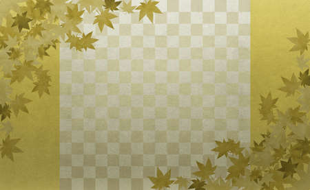 Background material to feel the sum Gold Ichimatsu pattern autumn leavesの写真素材