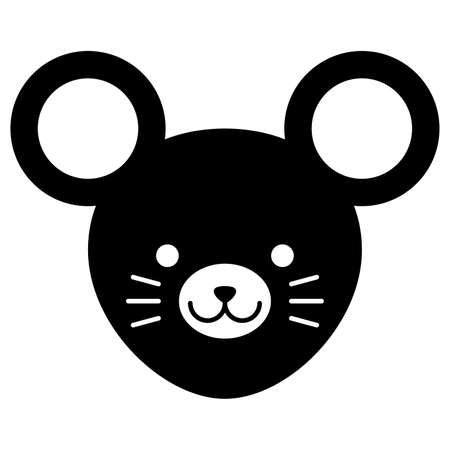 Silhouette Icon Mouse Rat Child Animal Face Zodiac Icon Blackのイラスト素材