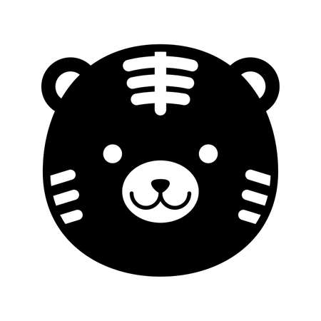 Silhouette Icon Tora Tiger Tiger Aoi Animal Face Zodiac Icon Blackのイラスト素材
