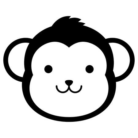 Silhouette Icon Saru Monkey Shen Animal Face Zodiac Icon Blackのイラスト素材