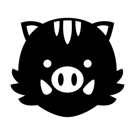 Silhouette Icon Inoshiro Wild Boars Animal Face Zodiac Icon Blackのイラスト素材