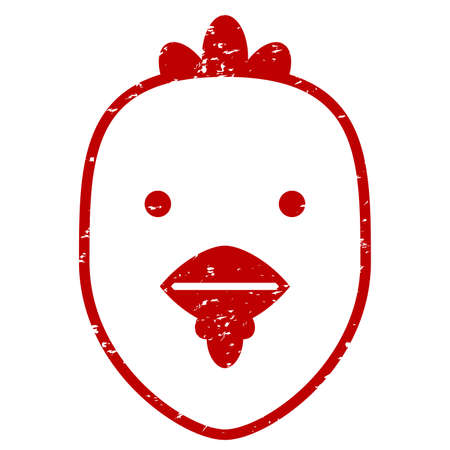 seal stamp chicken chicken bird animal face zodiac icon grunge redのイラスト素材