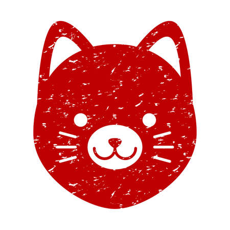 seal stamp dog dog dog animal face zodiac icon grunge redのイラスト素材