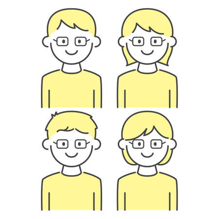 Boys in glasses, girls Illustration of boys and girls wearing glasses.のイラスト素材