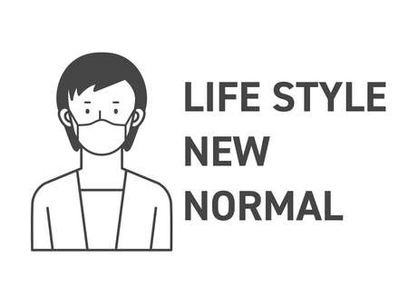 Masked Businessman Woman New NormalIlluration of a female businessman wearing a mask. mask. Lifestyle.のイラスト素材