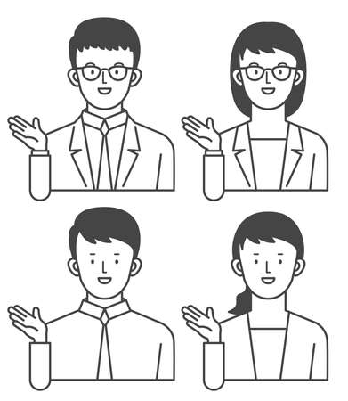 Introducing Businessman Male Female Authority of a businessman to introduce.のイラスト素材