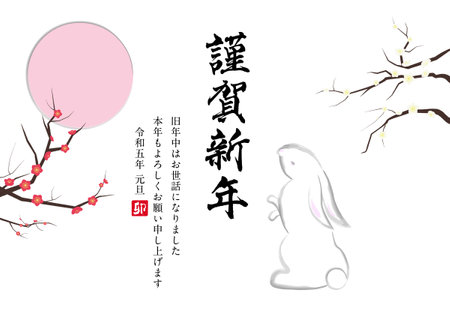 2023 Reiwa 5 Year of the Rabbit Year New Year's cardのイラスト素材