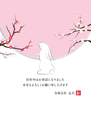 2023 Reiwa 5 Year of the Rabbit Year New Year's cardのイラスト素材