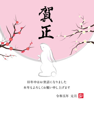 2023 Reiwa 5 Year of the Rabbit Year New Year's cardのイラスト素材