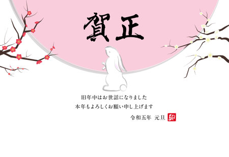 2023 Reiwa 5 Year of the Rabbit Year New Year's cardのイラスト素材