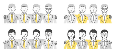 Shoulder to shoulder figure Men and women setのイラスト素材