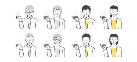 Business person to introduce, guide, and make suggestions Setのイラスト素材