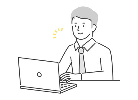 Man operating a computerのイラスト素材