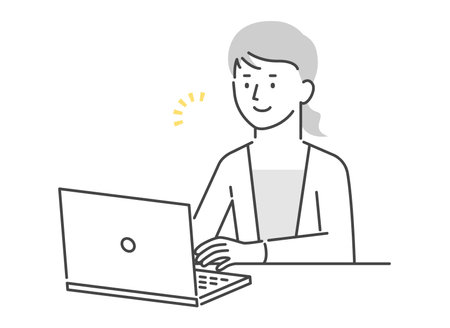 A woman who operates a computerのイラスト素材