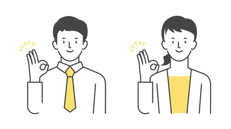 Businessman and woman posing OKのイラスト素材