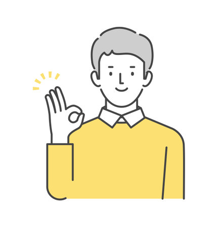 Man in casual clothes posing OKのイラスト素材