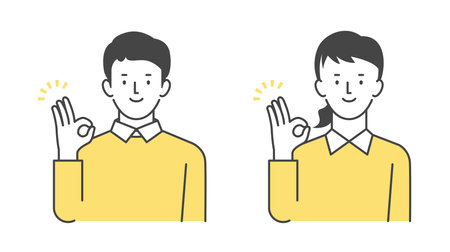 Men and women in casual clothes posing OKのイラスト素材