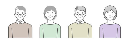Illustration set of senior generation male and femaleのイラスト素材