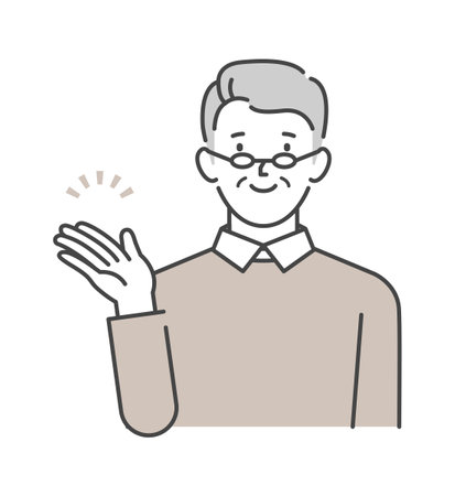 Senior men recommended for guidance and introduction posesのイラスト素材