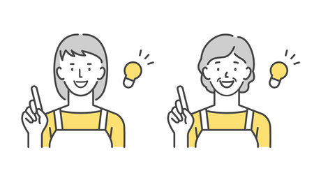 Illustration set of housewives with inspirational ideasのイラスト素材