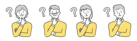 Person in a pose with arms crossed and craning his head, posing questioning Male Female Seniorのイラスト素材