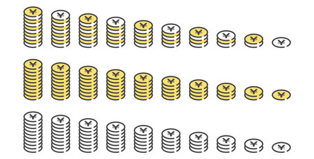 Image set with 10 sheets of money stackedのイラスト素材