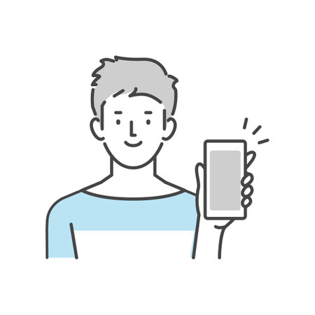 Man showing smartphone screenのイラスト素材