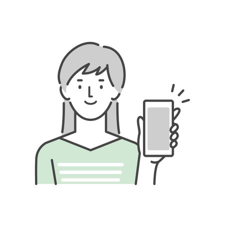 Woman showing smartphone screenのイラスト素材