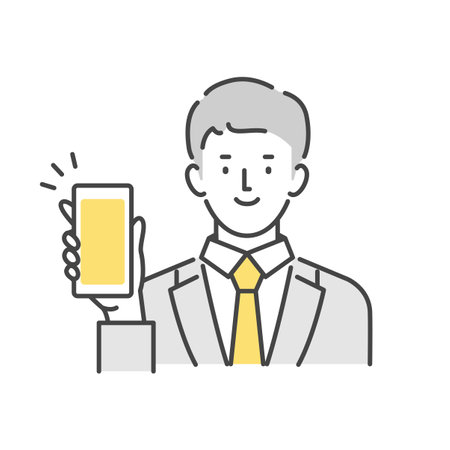 Business person showing smartphone screenのイラスト素材