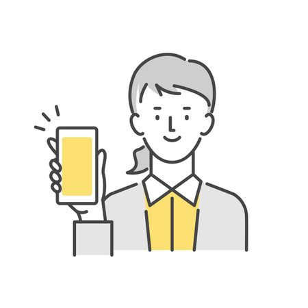 Business person showing smartphone screenのイラスト素材