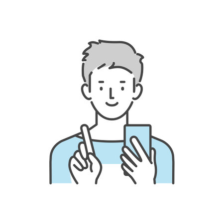 Men operating smartphonesのイラスト素材