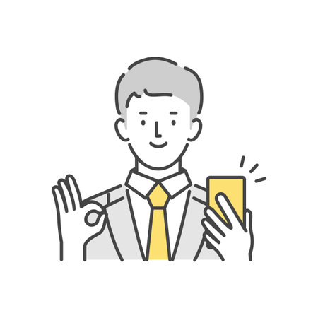Business person checking smartphoneのイラスト素材