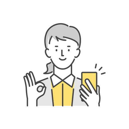 Business person checking smartphoneのイラスト素材