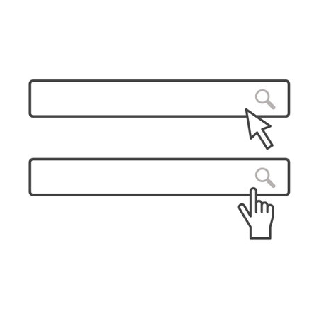 Illustration of a simple search window Arrow cursor finger icon setのイラスト素材