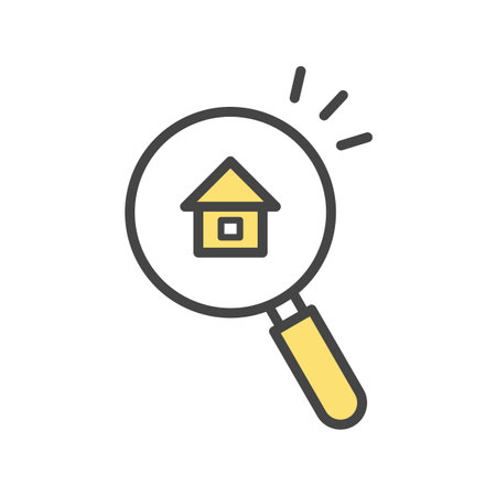 Find a house, house, property magnifying glass icon Rent Sellのイラスト素材