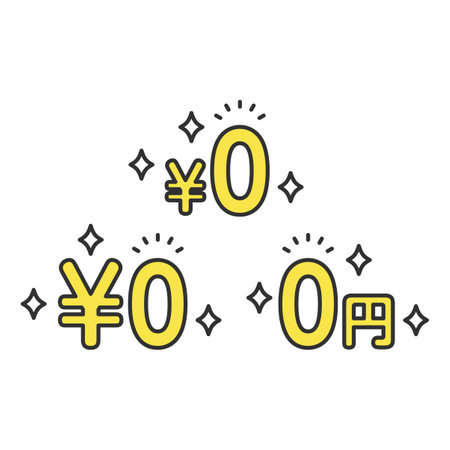 Glitter 0 yen free Â¥0 Yen Yen illustration icon setのイラスト素材