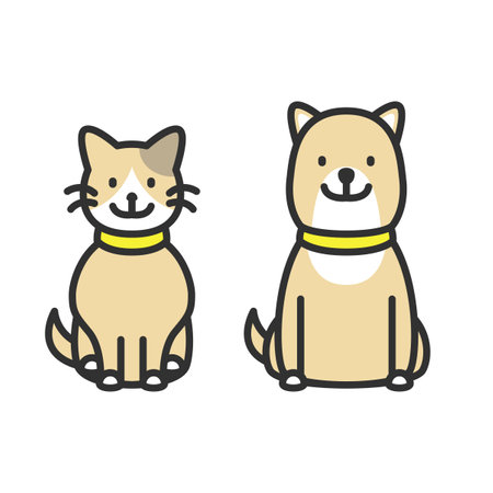 Inu and cat illustration setのイラスト素材