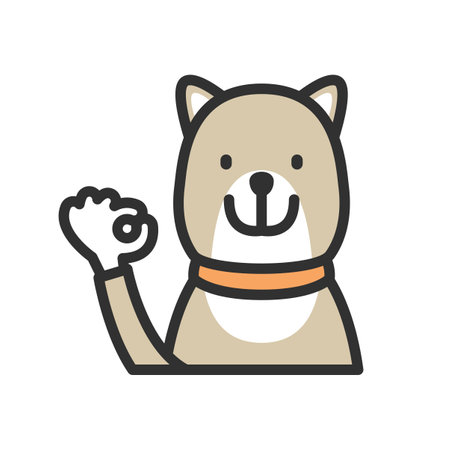 Illustration of a dog posing OK using his handsのイラスト素材