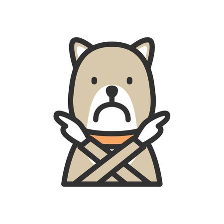 Illustration of a dog posing with its hands crossedのイラスト素材