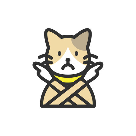 Illustration of a cat posing NG with hands crossedのイラスト素材